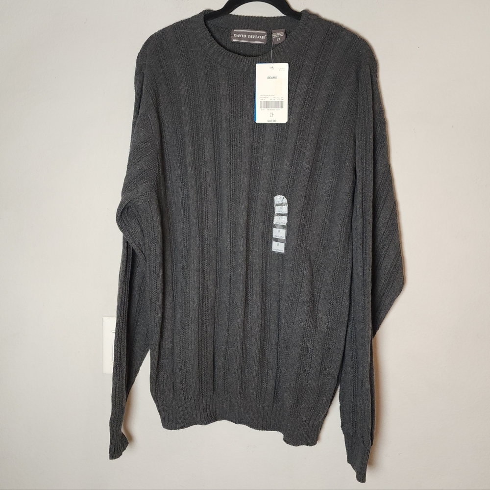 NWT‎ Vintage Sears David Taylor Large Tall Grey Knit Sweater Mens LT